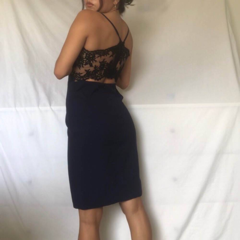 NAVY BLUE COCKTAIL DRESS BY MASON X MICHELLE MASON - Picture 3 of 7